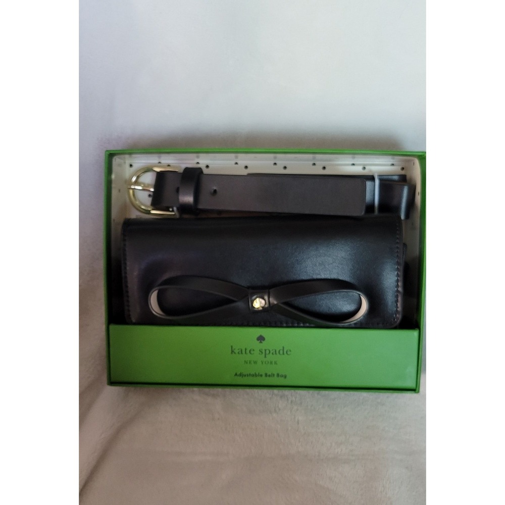 Kate Spade small black leather bow belt bag. - Picture 7 of 9